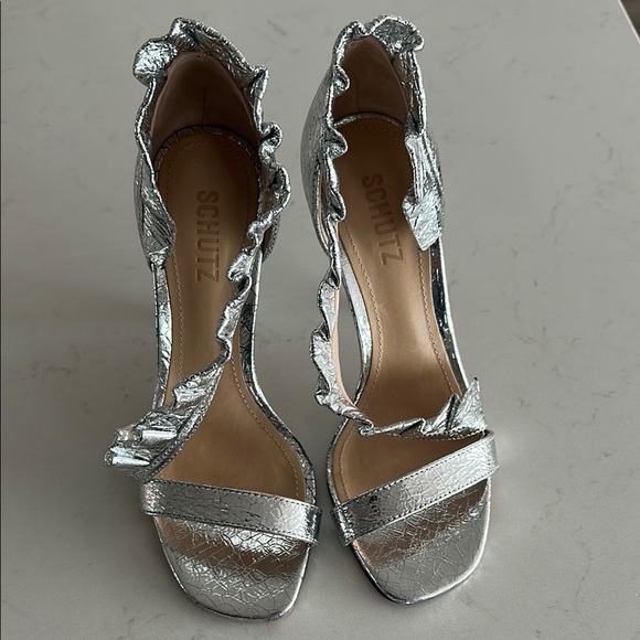 Silver Ruffle Strap Heels - Picture 4 of 4